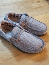HEY DUDE Woman's Wendy Woven Shoes In Cinder Grey Tweed sz 6. VERY CLEAN Condtn