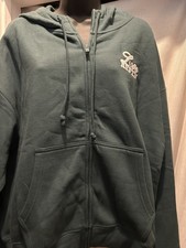 PINK Victoria's Secret Full Zip Hoodie Dark Green Graphic Print Aspen Logo M
