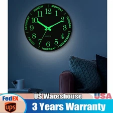 12" Large Luminous Wall Clocks Glow In The Dark Silent Digital Clock Home Decor
