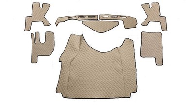 Satz Beige Matten für Renault Gama T Tunnel 2013-21 Eco Leder Tür Boden Dashboar