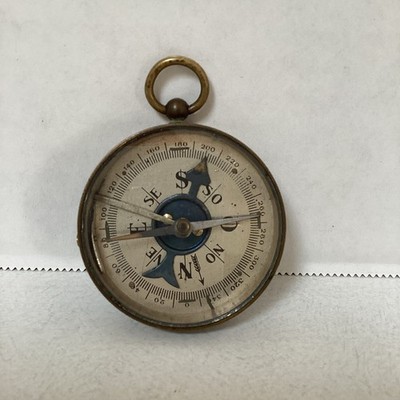 Vtg  Brass Pocket Compass Navigation  Antique Nautical Maritime