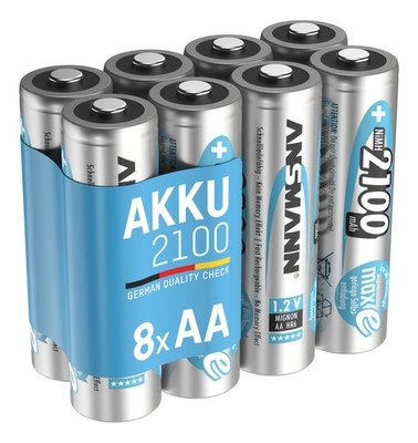ANSMANN Akku AA 2100mAh Mignon NiMH 1,2V   1000x wiederaufladbar (8 Stück)