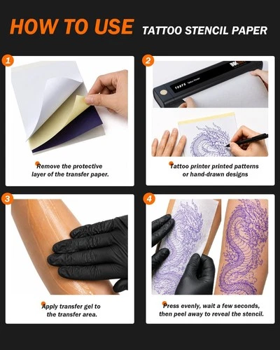 Tattoo Transfer Paper A4 Size - 100 Sheets, Professional Quality, Easy to Use image 5