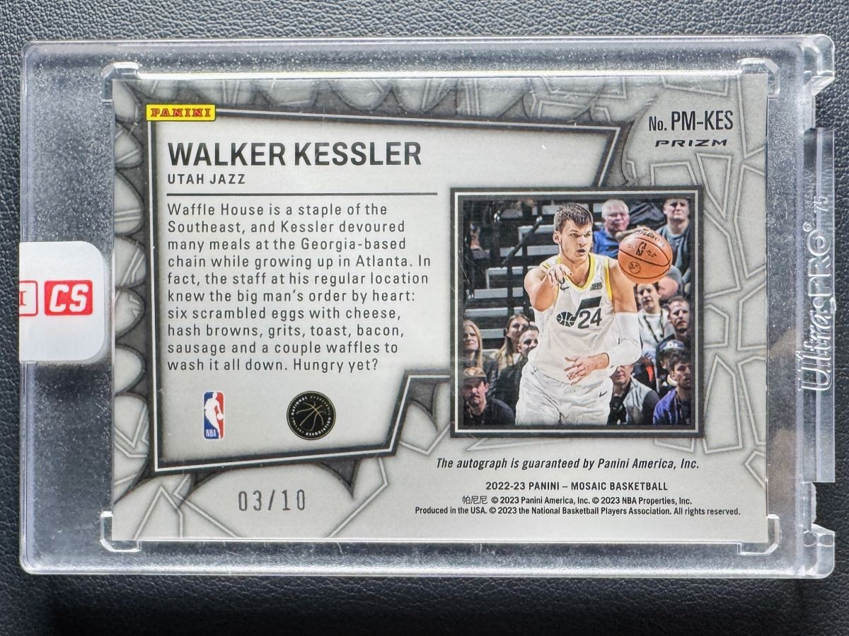 2022-23 Panini Mosaic Walker Kessler RC Rookie Pictographs GOLD Prizm Auto /10 view 2