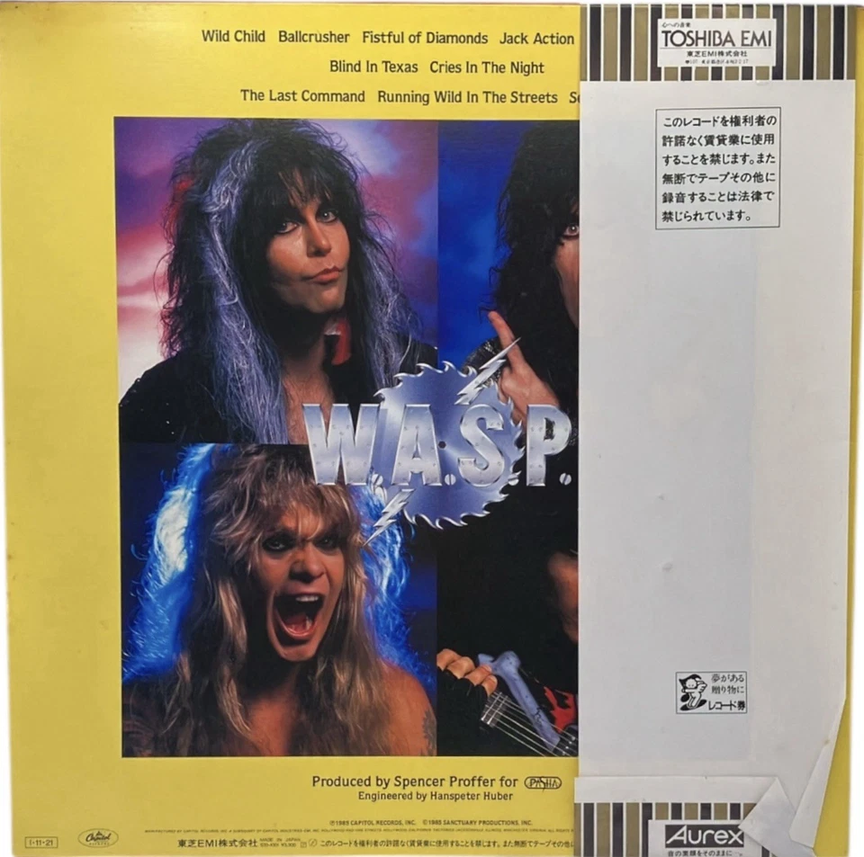 W.A.S.P. / The Last Command LP 1985 Japan W/Obi Poster S33-1001 Vinyl Foto 2 de 4