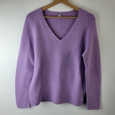 Uniqlo Women Size XS Purple Cotton Blend Cocoon Knit Jumper Casual Smart Winter