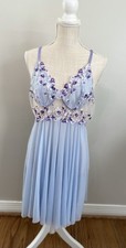 Lingerie Purple Mesh Embroidered Floral Babydoll Slip Women  s XL