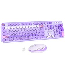 MOFII Wireless Keyboard and Mouse Combo, Full-Size Retro Typewriter-Style Wir...