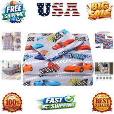 3 Pieces Boys Race Twin Sheet Set - Soft Microfiber Fitted Flat Sheets  Pill...