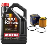 MotoröL Set Motul 8100 ECO-NERGY 5W-30 5 Liter + ÖLfilter FüR Mazda 6 Stufenheck