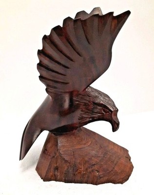 Vintage Ironwood Hand Carved Eagle in Flight 7'' Tall Figurine Folk Art