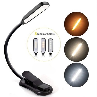 USB Rechargeable LED Book Light Flexible Clip On Reading Lamp Bed Travel US