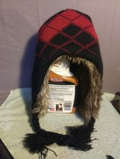 ATTAKID NAVY BLUE FAUX FUR LINED BEANIE KNITTED HAT ONE SIZE NEW