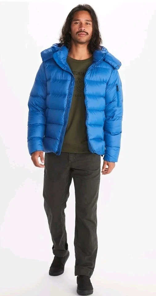 Men's Size MEDIUM Marmot Stockholm Down Jacket 700-Fill Winter Coat Blue NEW - Image 3 of 4
