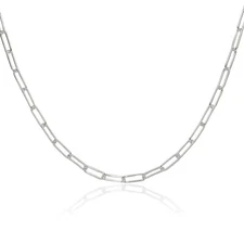 925 Sterling Silver 3.15mm Paperclip Cable Rolo Link Chain Necklace