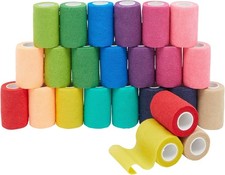 24 Rolls Colorful Self Adherent Bandage Wrap 3 Inch x 5 Yards, 12 Colors