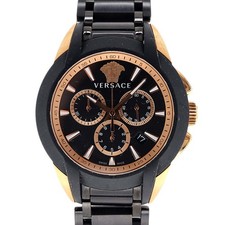 Versace VEM8004 42mm Stainless Steel Black Dial Quartz Chronograph Box #KN705