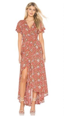 Auguste Size 10 Ophelia Muse Wrap Maxi Dress Red Floral Tie