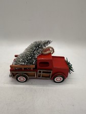 Red Wooden Truck Christmas Tree Ornament Farmhouse Decor 4.25