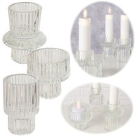 Glas KerzenstäNder Davos Klar 3´Er Set Kerzenhalter FüR Stabkerzen Teelichter