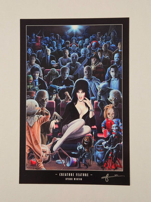 Elvira - Creature Feature Art Print (Byron Winton) Signed  8'' x 12'' Horror Films