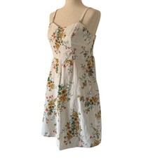 Old Navy Floral Country Cowgirl Dress M Western Prairie Linen Rayon Boho EUC