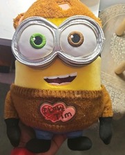 Universal Studios Despicable Me Minion Bob I Love Tim Sweater Plush New