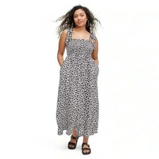 NWT Women's Smocked Tie Strap NeutralPoppy Midi Dress - DVF for Target XXS