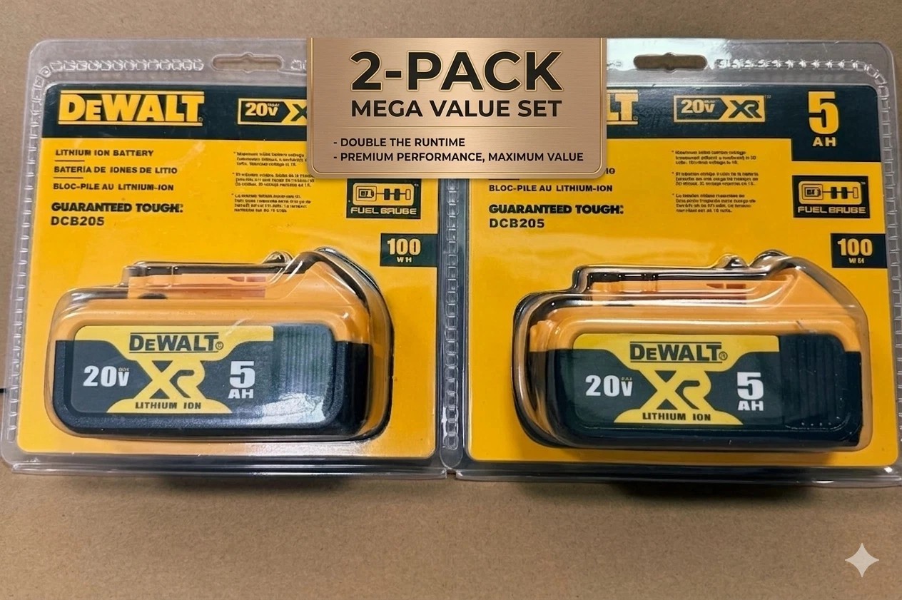 2 Pack DEWALT DCB205 20V Max XR 5.0Ah Lithium-Ion Battery New In Pack US SHIP