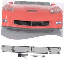 Lcojicep 4PCS Front Grill Mesh Grille Guard Compatible with Corvette C6 black
