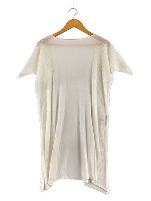 ISSEY MIYAKE Short-Sleeved Dress, Size 2, Cotton, White, Solid Color, IM62KH506