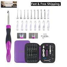 18 Sizes Lighted Crochet Hooks Set 2.0mm 14.0mm, Rechargeable Crochet Hook wi...