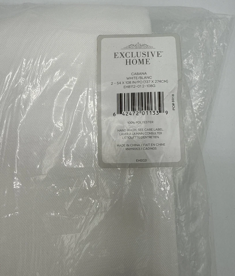 Exclusive Home Cabana White Grommet Top Indoor/Outdoor Curtain 54" x 108" Pair - Image 3 of 3