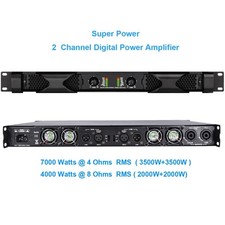 Amplificatore di potenza 2 canali 7000W picco 2000W RMS @8Ω 3500W @4Ω 1U rack 19 pollici