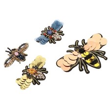 Lots 4 Crystal Sequins Bees Embroidery Animal Sew on Costume