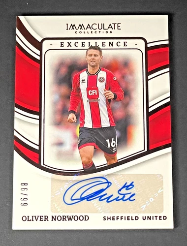 86/99 BASE AUTO - OLIVER NORWOOD - PANINI IMMACULATE - SHEFFIELD UNITED