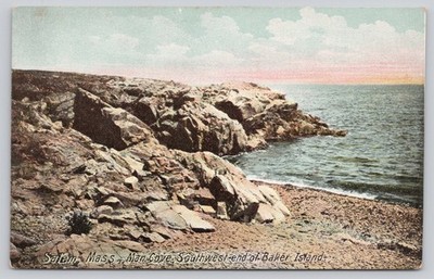Salem, MA Man Cove Baker Island Shoreline Antique Postcard Hugh C. Leighton