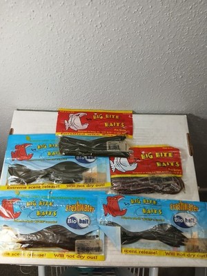 Lot of 5 Big Bite Baits Soft Plastic 6'' Finesse Worms Freshwater Fishing Lures
