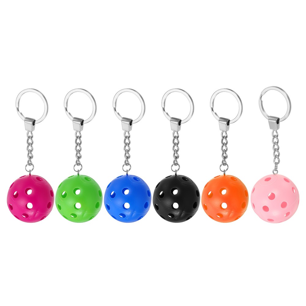 Colorful PE Plastic Pickleball Keychain Ornament in 6 Fun Colors
