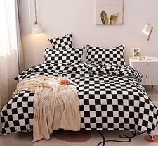 Black White Grid Comforter Queen Black Plaid Bedding Set Women Black and