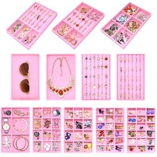 12 Set Jewelry Tray Stackable Velvet Jewelry Organizer Trays for Drawers Inse...
