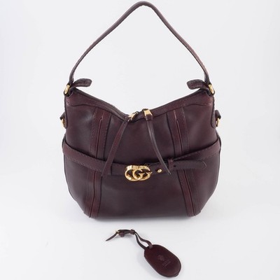 GUCCI GG Running Hobo Bag Bordeaux Leather Large Tote Bag 247185