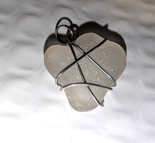 White Clear Sea Glass Pendant