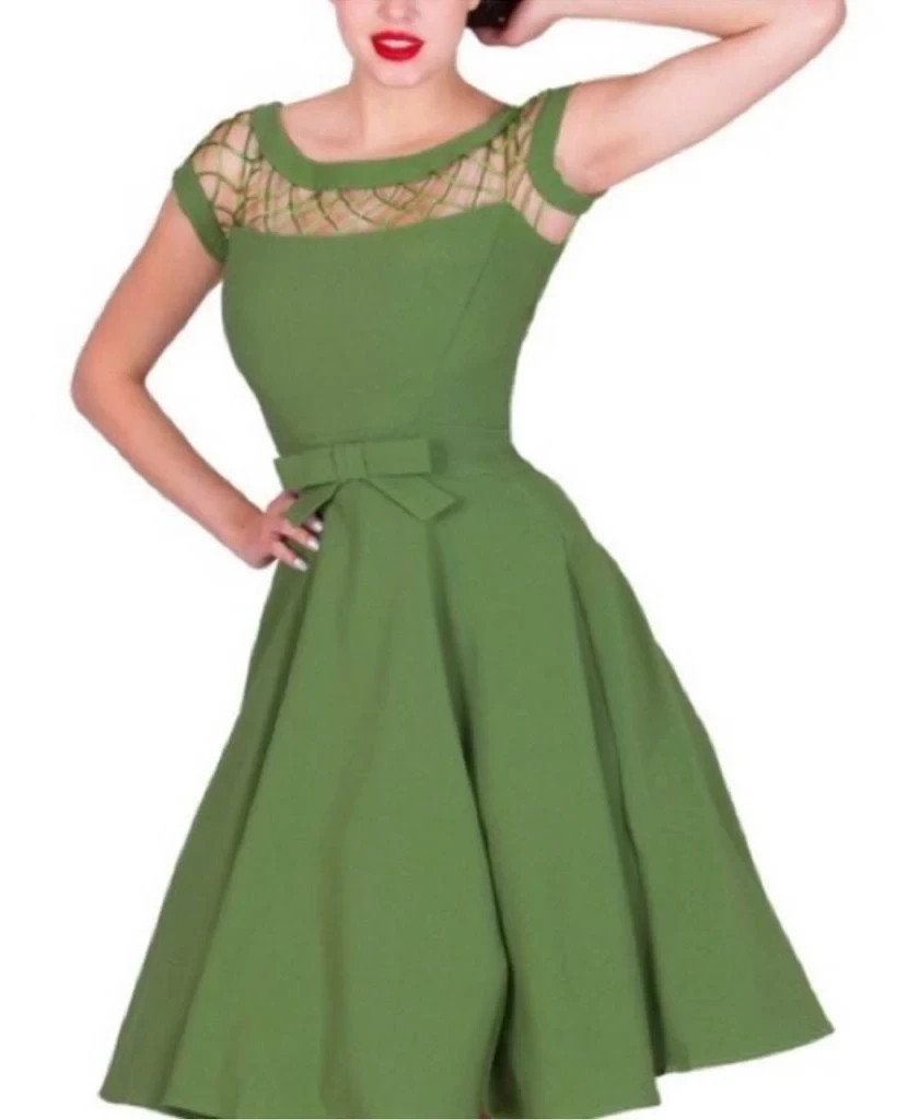 green pinup dress Vintage 1950s Green Beaded Cocktail Dress – ALEXANDRA-KING main image 1