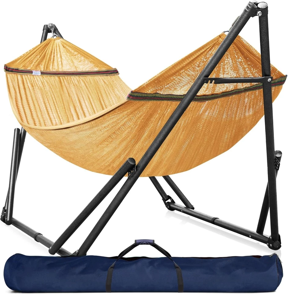 Portable Double Hammock with Stand - Yellow - Image 3 of 4