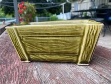 Vintage Brush McCoy Olive Green Rectangle Ceramic Pottery Planter 6 x 3-1/2 in