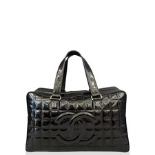 Chanel Chocolate Bar Handbag Black Patent Cal...