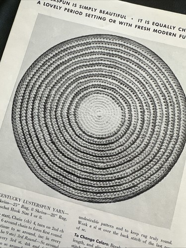 1940’s Crocheted Rugs Book NO 107 Patterns J & W Sweaters Potholders Lamp Shade - Picture 7 of 18