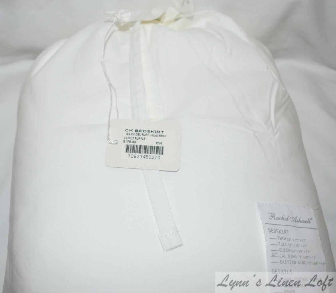 Jupe De Lit Rachel Ashwell Liliput - Taille California King - Blanche à Volants - 100% Coton - Neuve Avec étiquettes