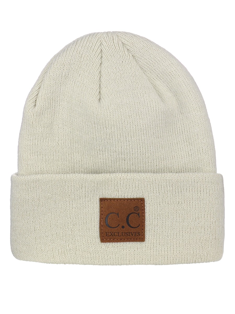New! C.C Unisex Plain Cuff Skull Cap Winter Knit CC Beanie  display picture 2